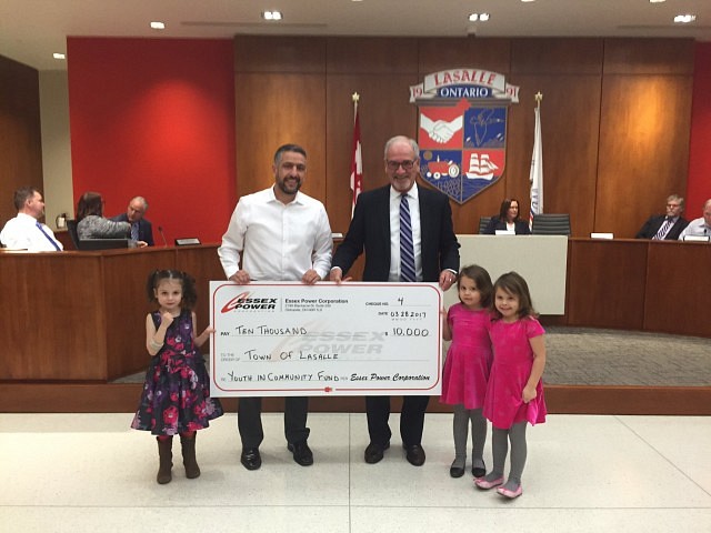 The Town of LaSalle received a $10000 donation from the Essex Power Corporation Youth in Community Fund. - windsoriteDOTca News